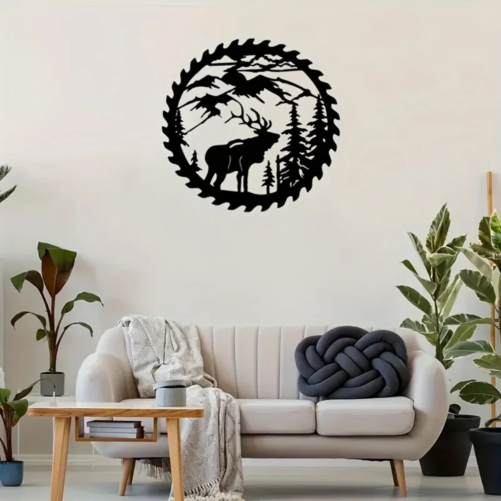 Металлический Настенный Декор Олень Среди Сосны Красивое Металлическое