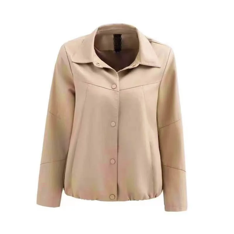 Женское утепленное пальто на флисе простое модное короткое из искусственной