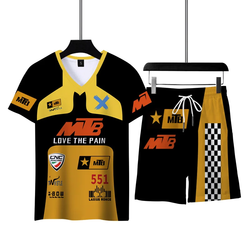 Summer Men's Tracksuit Casual Short Sleeve 3D Print 2-piece Set Men T-shirt Oversized T-shirts Male Sportswear Comfortable Top