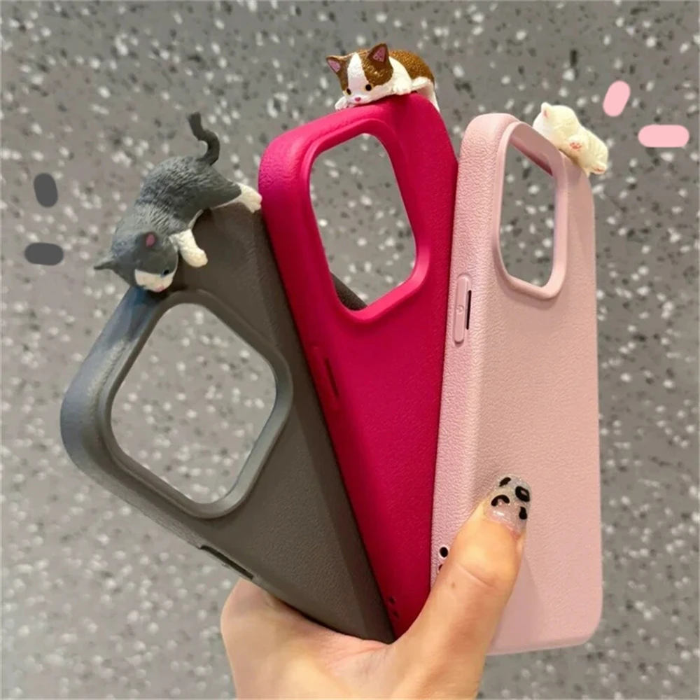 Фото Милый чехол с 3D котом личи для iPhone 16, 15, 13, 12, 11 Pro Max 14 Plus 13 mini X XR XS 7 8 SE2 Girl Ins, корейский мягкий чехол №1