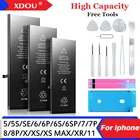 Аккумулятор высокой емкости 0 цикл для iPhone 5 6 6S 5S 6P 6SP SE 7 8 Plus X XR XS 11 Pro Max, батарея, бесплатные инструменты, клейкая лента 2022