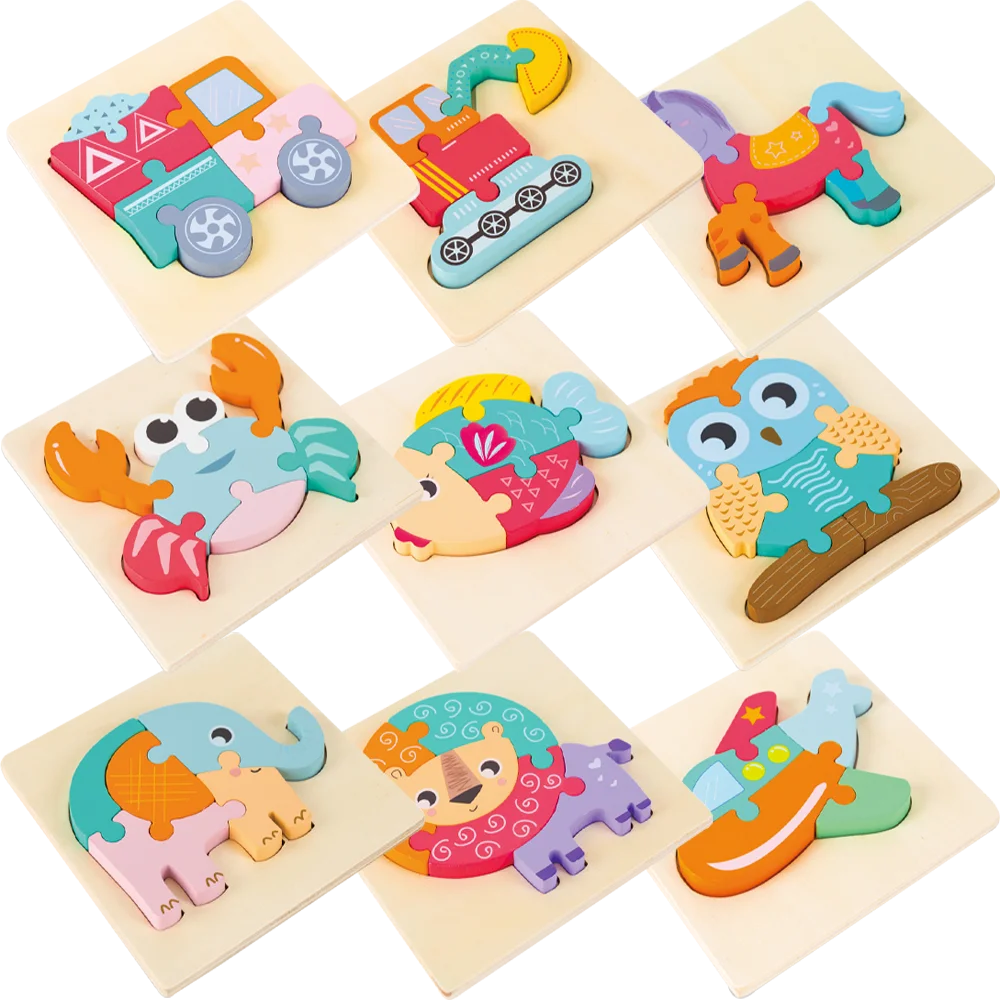 

Baby Wooden 3D Puzzles Animals Kids Cognitive Wood Jigsaw Puzzle Game Child Montessori Educational Learning Toys Children Gifts