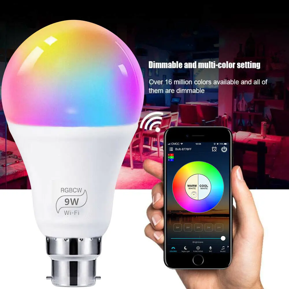 

Умная лампа E27 с Wi-Fi, 15 Вт, 220 В, 110 В