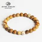 Браслет JD из натурального камня Jasper для женщин и мужчин, эластичная веревка 8 мм, круглые бусины, оптовая продажа