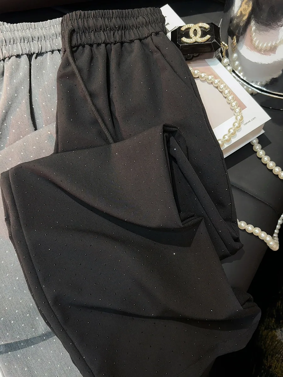 Женские брюки с бисером свободные прямые в Корейском стиле весна-лето 2024