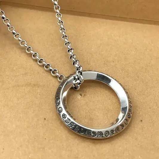 Кулон-Кольцо из стерлингового серебра модный креативный кулон с круглой пряжкой