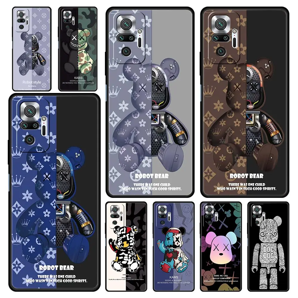 

Fashion robot bear Silicone Phone Case for Redmi Note 10 Pro 9S 9T 9 4G 8 8T 8A 7 7A K40 Fanda Redmi 9A 9C Coque Cover Shell Bag