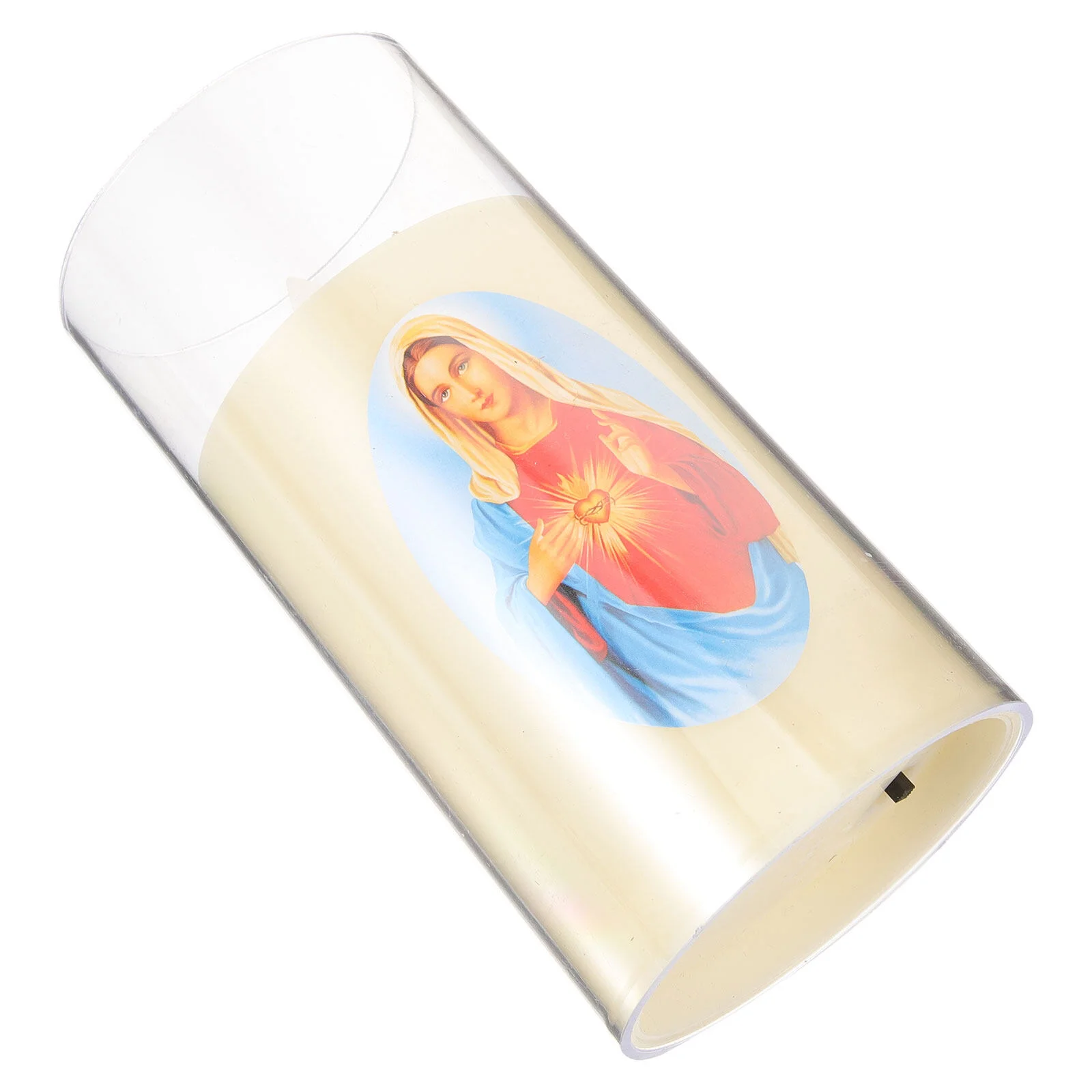 

Decor Candles Decorate Votive Candles Glass Prayer Catholic Mary Light Blessed Virgin LED Plastic Flameless Operated