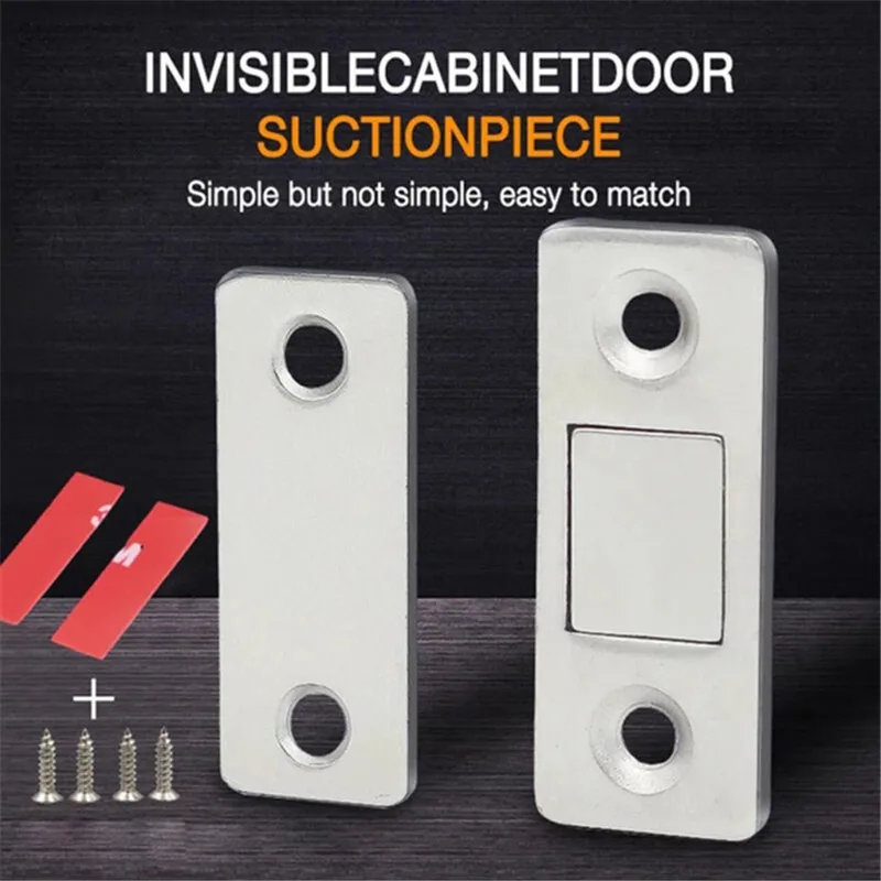 

Punch-free Magnetic Door Catch Strong Door Closer Invisible Ultra Thin Latch Door Magnet Cabinet Cupboard Screw Sticker