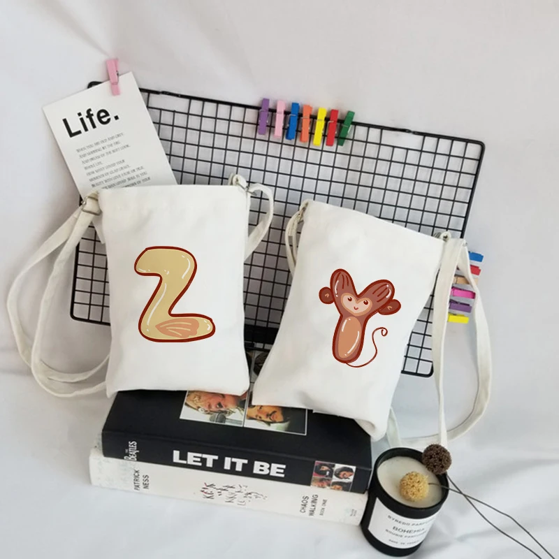 

Colorful Animal Letters Canvas Ladies Handbag Messenger Bag Fashion Phone Key Perfume Hand Cream Ladies Shoulder Bag Storage Bag