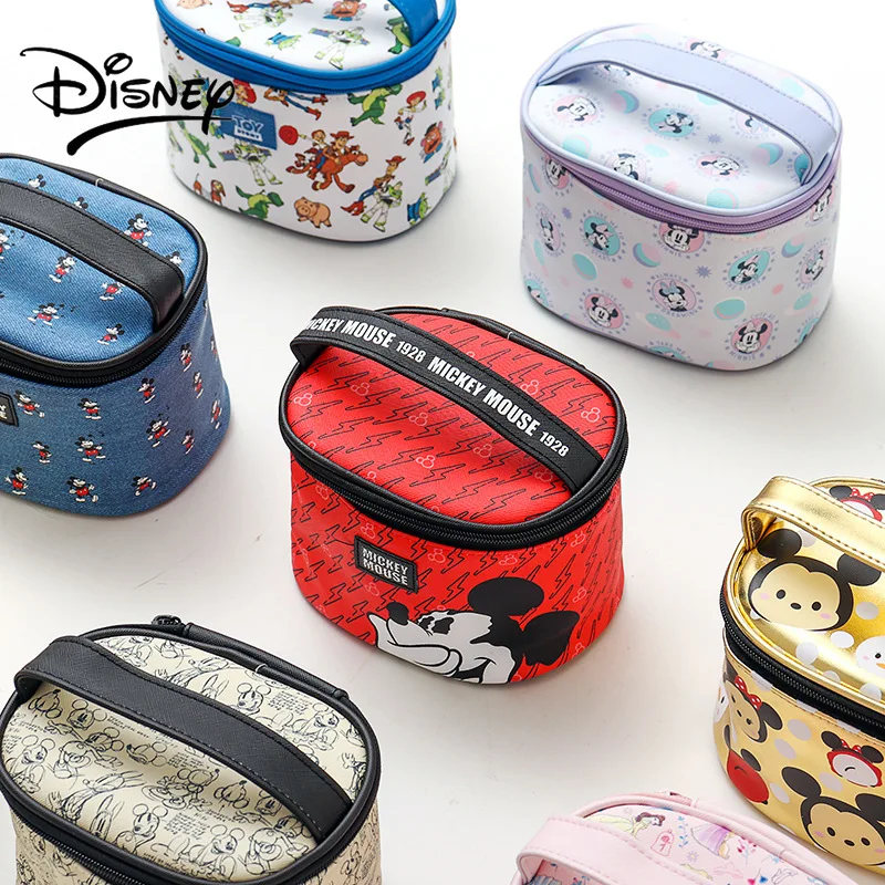 Disney waterproof Pu portable bucket makeup bag cartoon cute large capacity high appearance storage wash bag Mickey Minnie