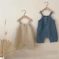 2022 new baby denim overalls cute infant sleeveless denim jumpsuit little boys strap pants fashion kids girls overalls