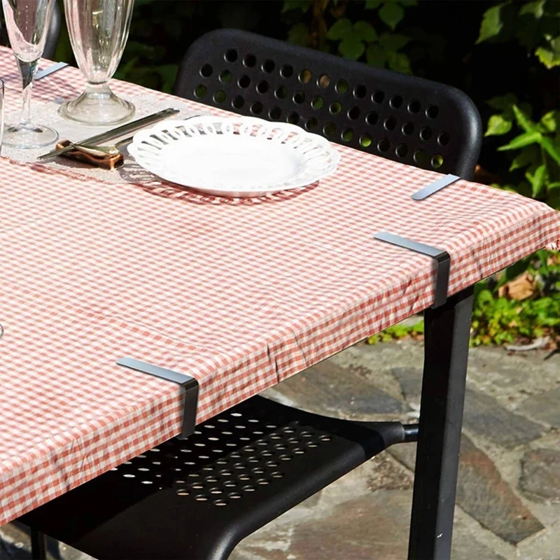 

New 8Pack Stainless Steel Tablecloth Clips Black Picnic Tablecloth Clips Adjustable Anti-Skid Fixed Clip Table Cloth Holder