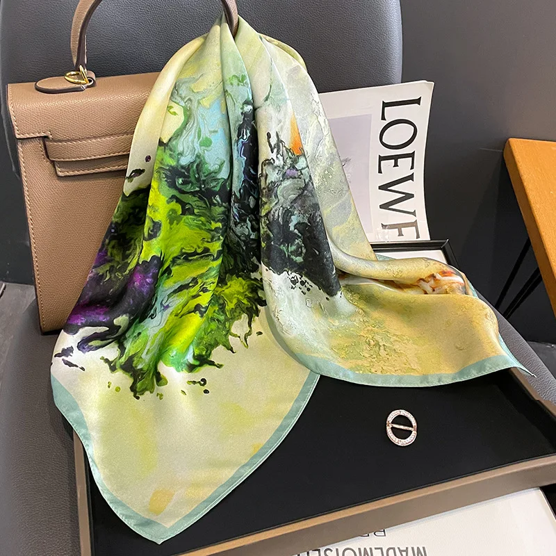 

2023 Fashion Van Gogh Design 100% Silk Square Scarf Floral Foulard Female Neck Scarves Hair Band Women High Quality Kerchief Tie