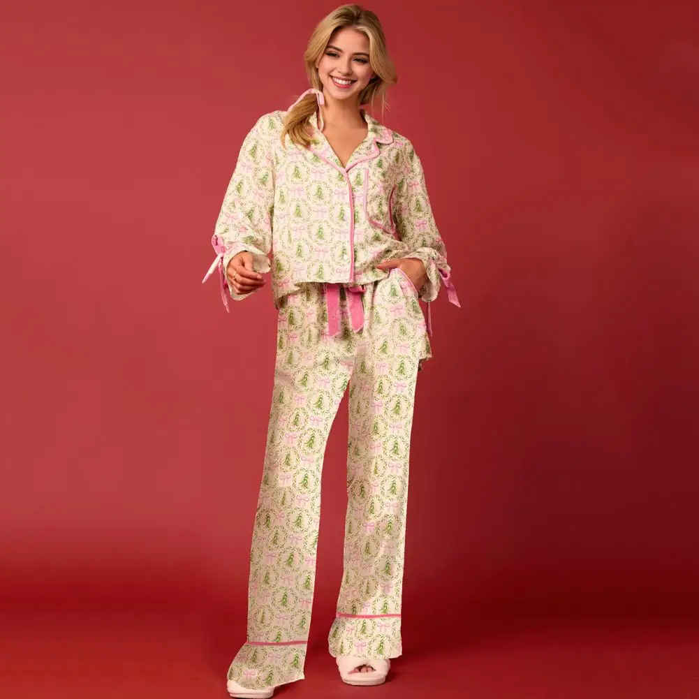 Рождественские пижамы с принтом Санта-Клауса ночные рубашки отложным воротником