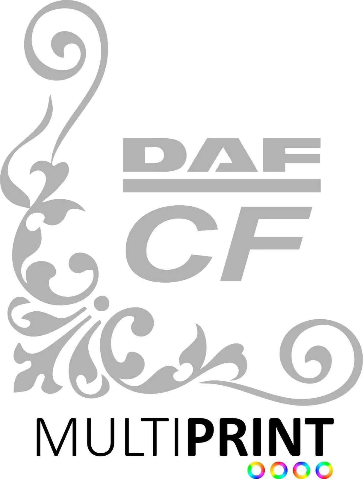 

For x2 DAF CF Lorry Truck Cab Corner Window Stickers Calligraphy Line Art LOR68