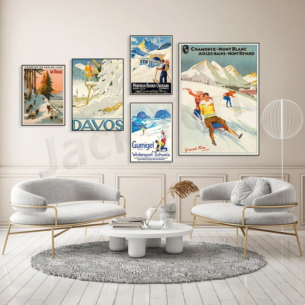 Kandersteg Switzerland -Artouste Cable Car - Ossau Valley Montreux-Oberland-Bernois MOB -Vintage Railway Poster