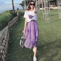 skirt suits female summer new two piece set womens outfits fashion short sleeve tops skirts casual clothing femme mujer e65