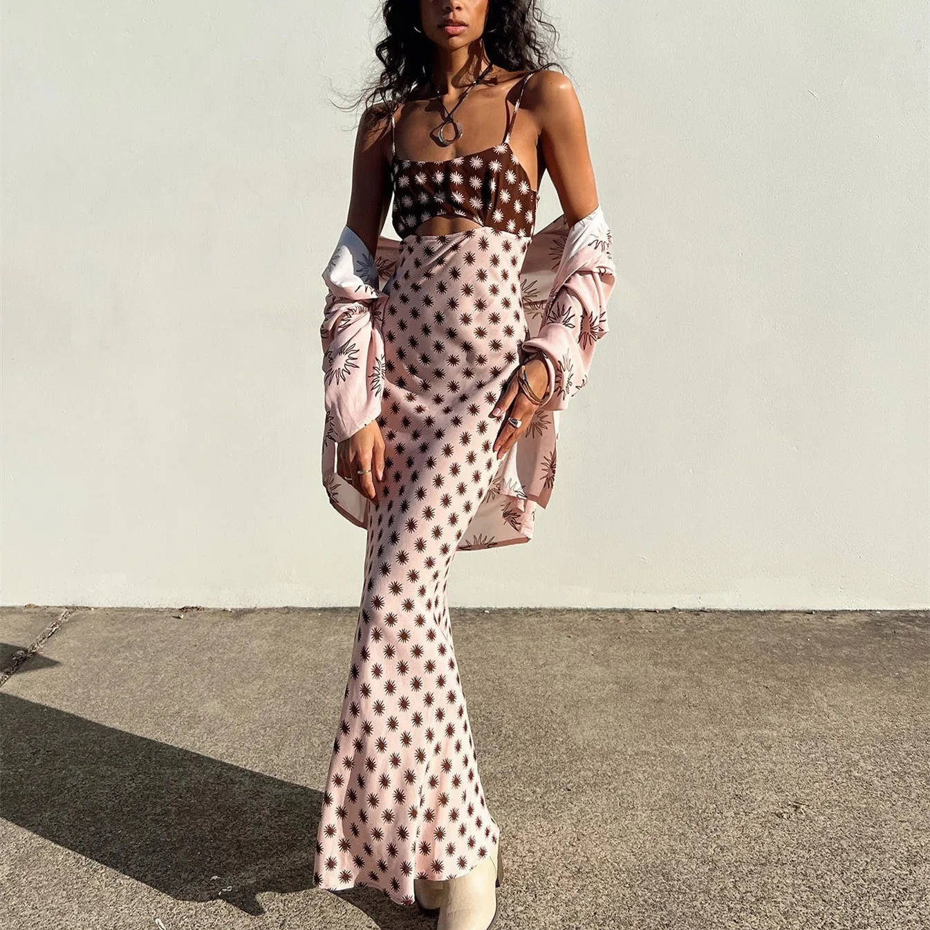 

Hirigin, женское платье с рисунком, вырез без рукавов, Клубное платье на бретельках, летнее платье с открытой спиной, платье для пляжного отдыха