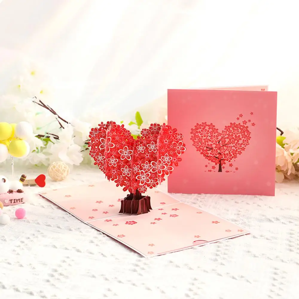 

Love Cherry Tree Thank You Card -up 3d Birthday Invitation Card For Birthday Christmas Valentine Day Greeting Card Creative