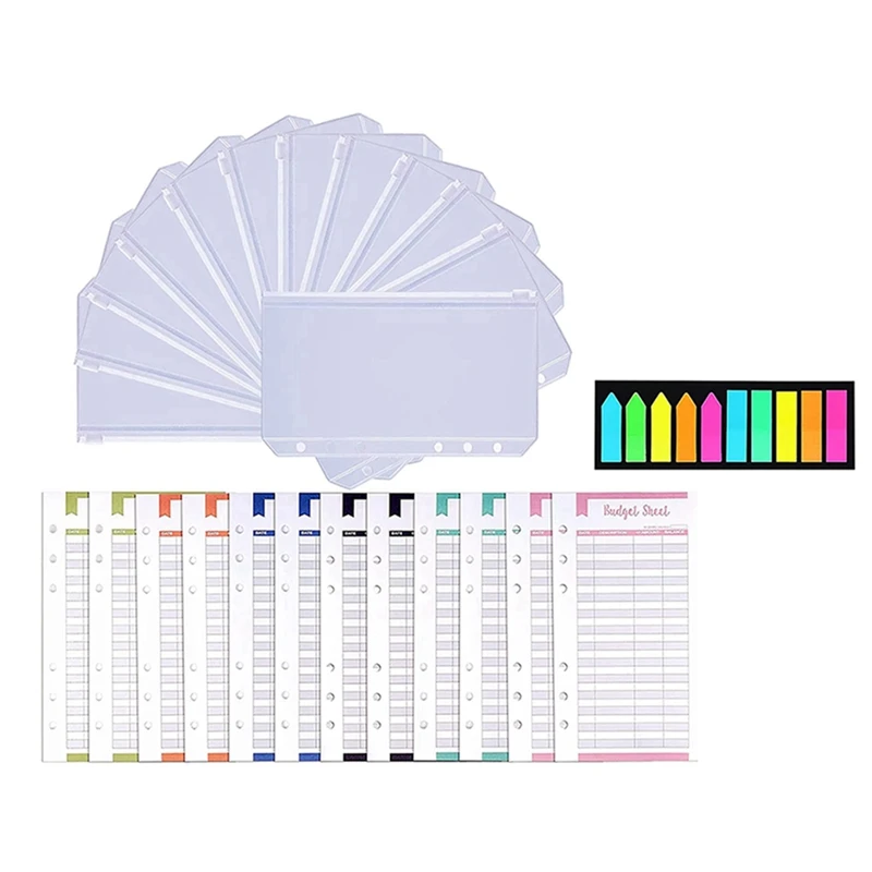 

Clear PVC 6 Holes Pockets Clear Sleeves Zipper Folder For Notebook Planner
