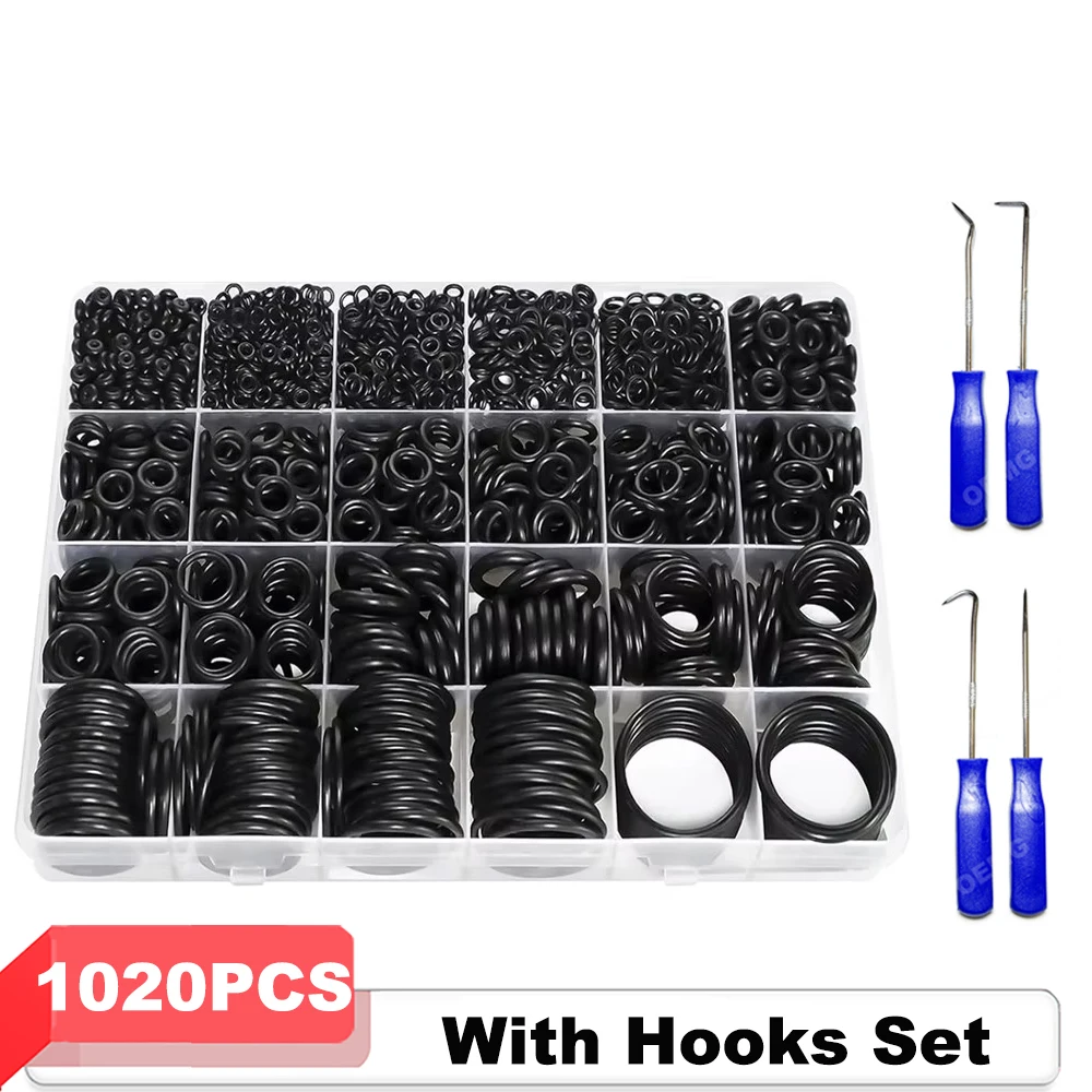 

1020 шт. комплект уплотнительных колец из нитриловой резины, уплотнительная шайба, маслостойкая, высокотемпературная, для автомобильного кондиционера, прокладка для ремонта автомобиля