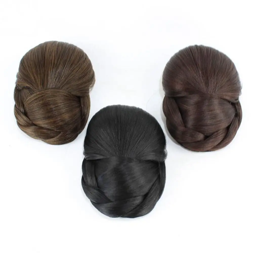 

Synthetic Heat Resistant Fiber Natural Hair Extension Braided Chignon Fake Hair Bun Bride Hairpiece Hanfu Hair Chignon