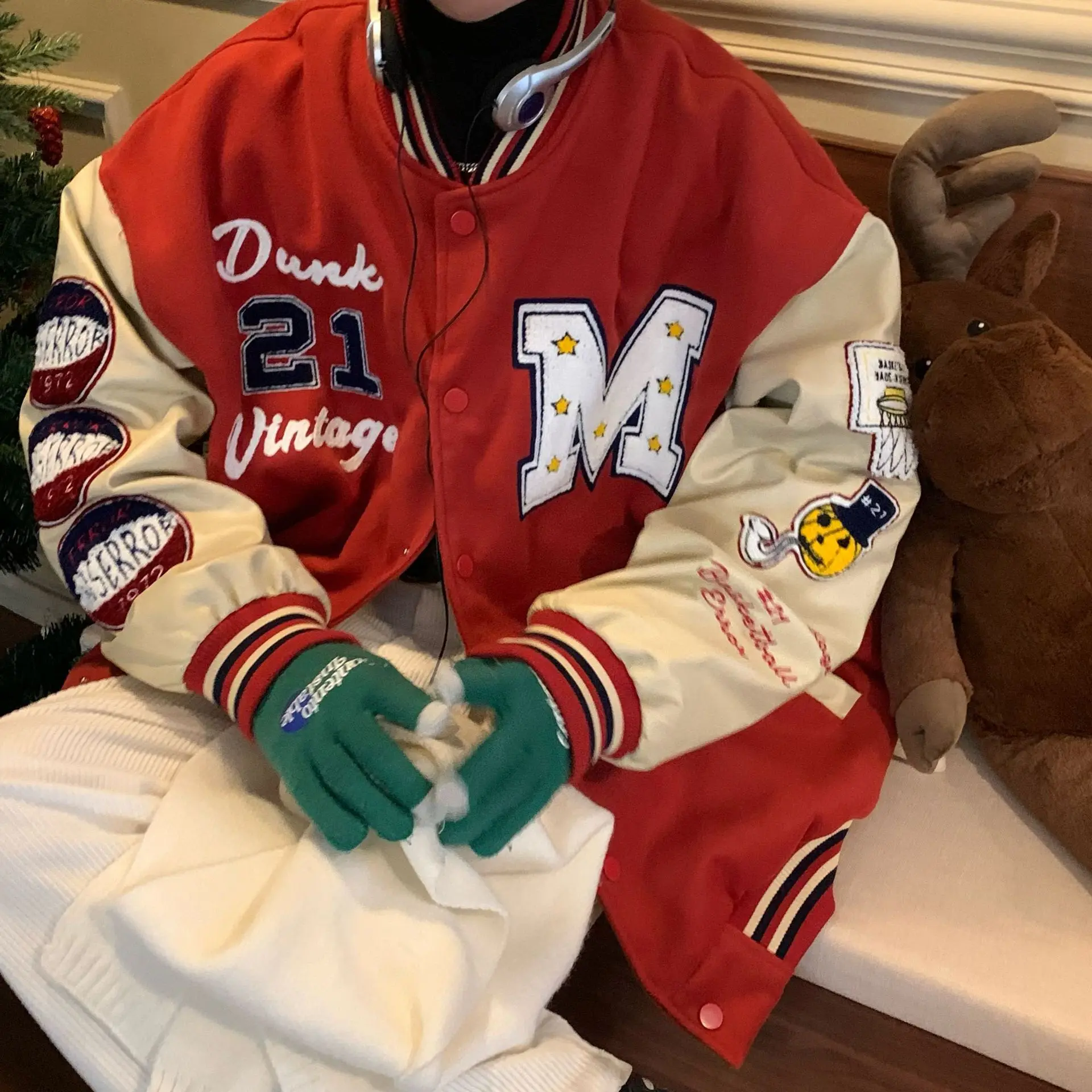 

2022 New Spring and Autumn Fashion Hip Hop Street Loose Couple Jacket American Retro Embroidered Bomber Jacket