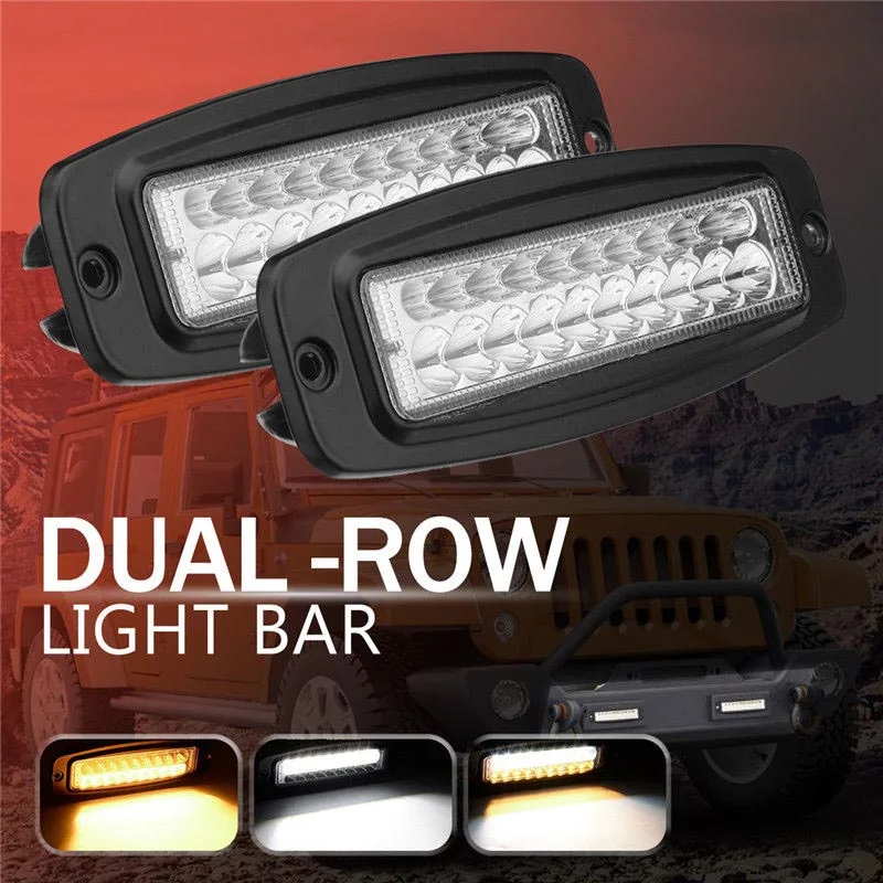 

2X 7 Inch Dual-Color 100W Led Work Light Bar Flush Mount Flood Driving Fog Lamp
