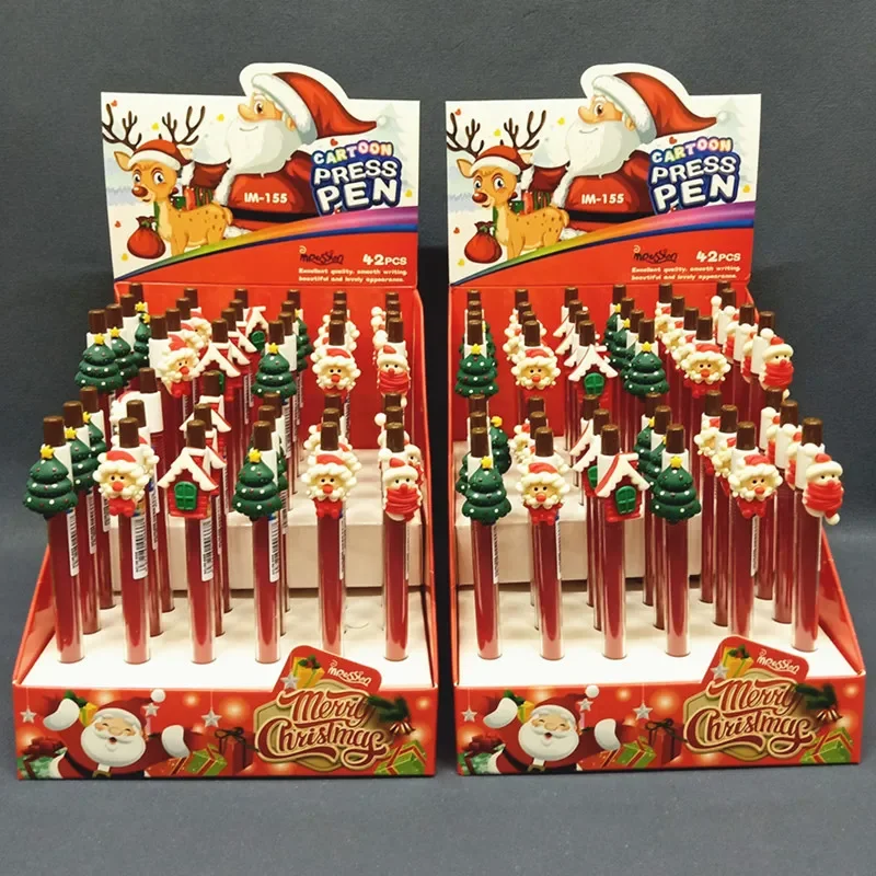 

42pcs Cartoon Christmas Gel Pen Unisex Christmas Pressing Pen 0.5mm Black Explosions Cute Students And Children Graduation Gift