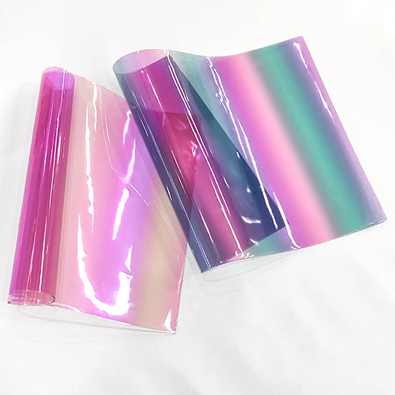 

Transparent Holographic Faux Leather Rainbow TPU for HandBags Umbrella Bow Keychain Table living room decoration Crafts 30x135cm