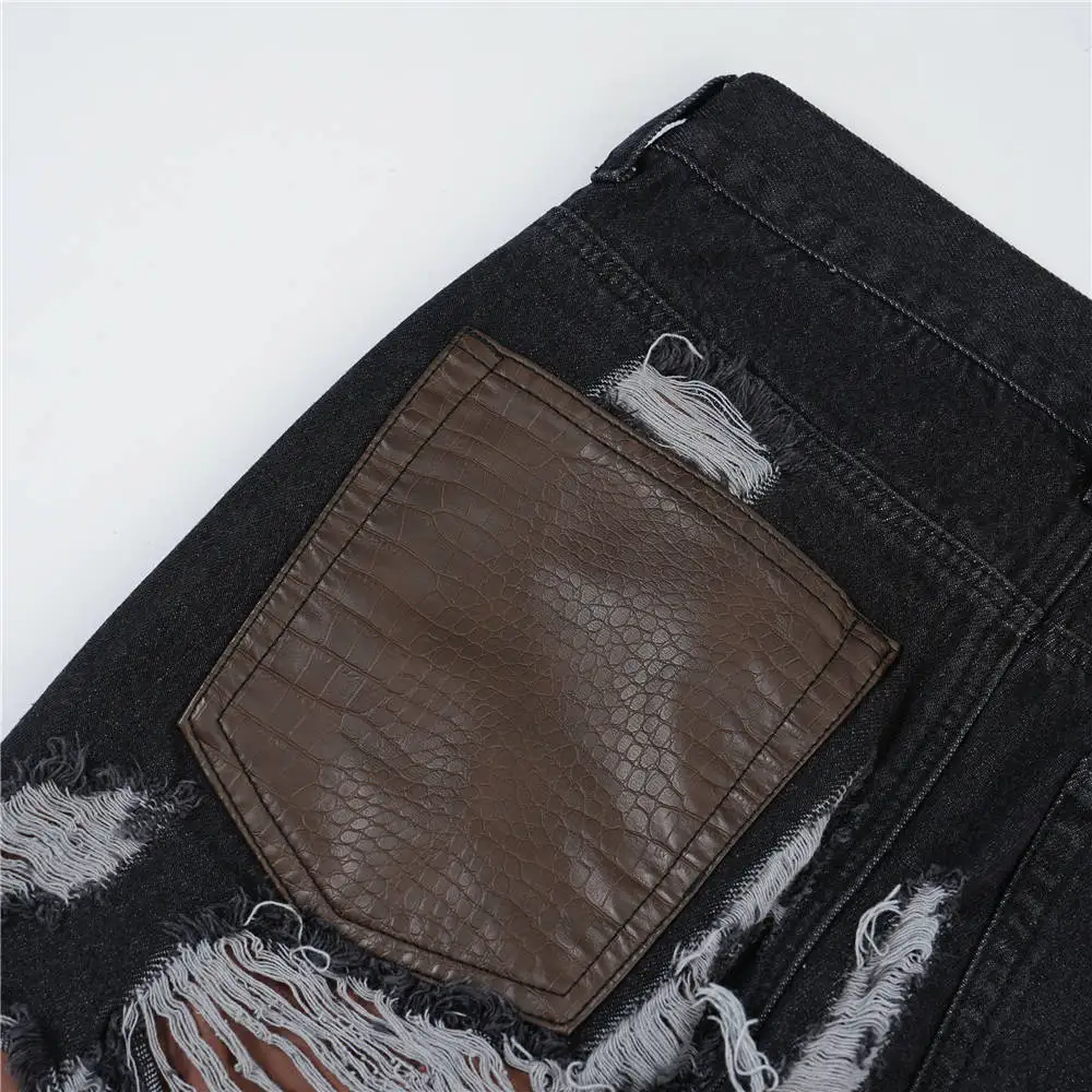 2023 Vintage Denim Pants Men Streetwear Retro Ripped Hole Denim Pant Jeans HipHip Casual Joggers Trousers Jeans