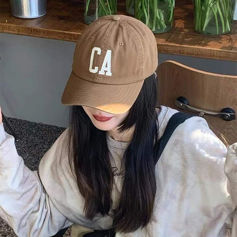 

Korean Trendy CA Letter Embroidered Soft Top Baseball Cap Women's Spring New Large Head Circumference Small Face Cap Hipster