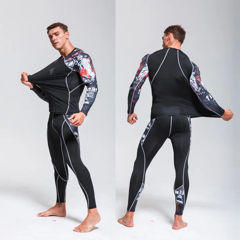 Compression Sportswear Male Long Johns Winter Thermal underwear Base Layer set Men's Full Suit Tracksuit Jogging Suit rash guard
