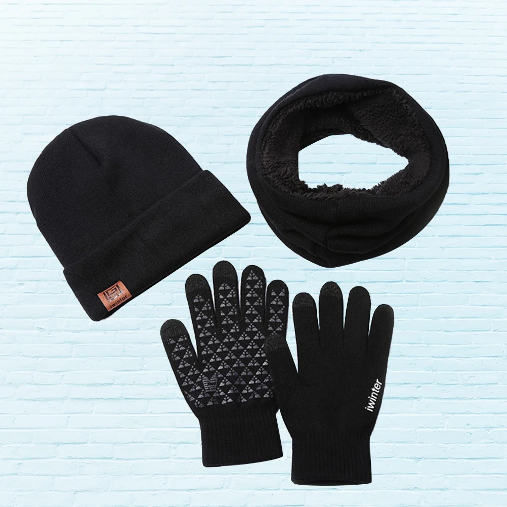 

Gloves Hat Warm Scarf Winter Beanie Antiriding Windproof Circle Knitted Black Cap Neck Outdoor Gaiterwhether Cold Thermal Women