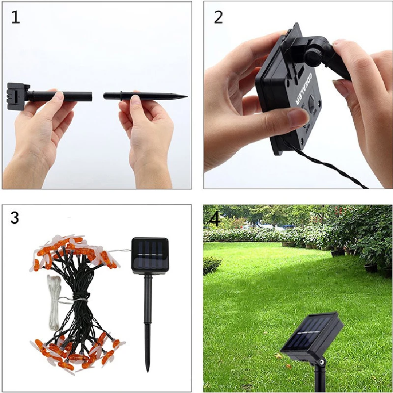 Светодиодная гирлянда на солнечной батарее водонепроницаемый уличный шнурок с