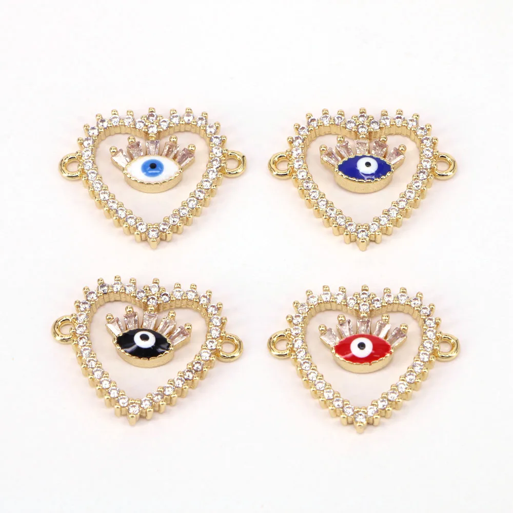 

10PCS, Enamel Eye Heart Connector Beads For Jewelry Making DIY Necklace Bracelet Jewelry Accessories Evil Eye Charm
