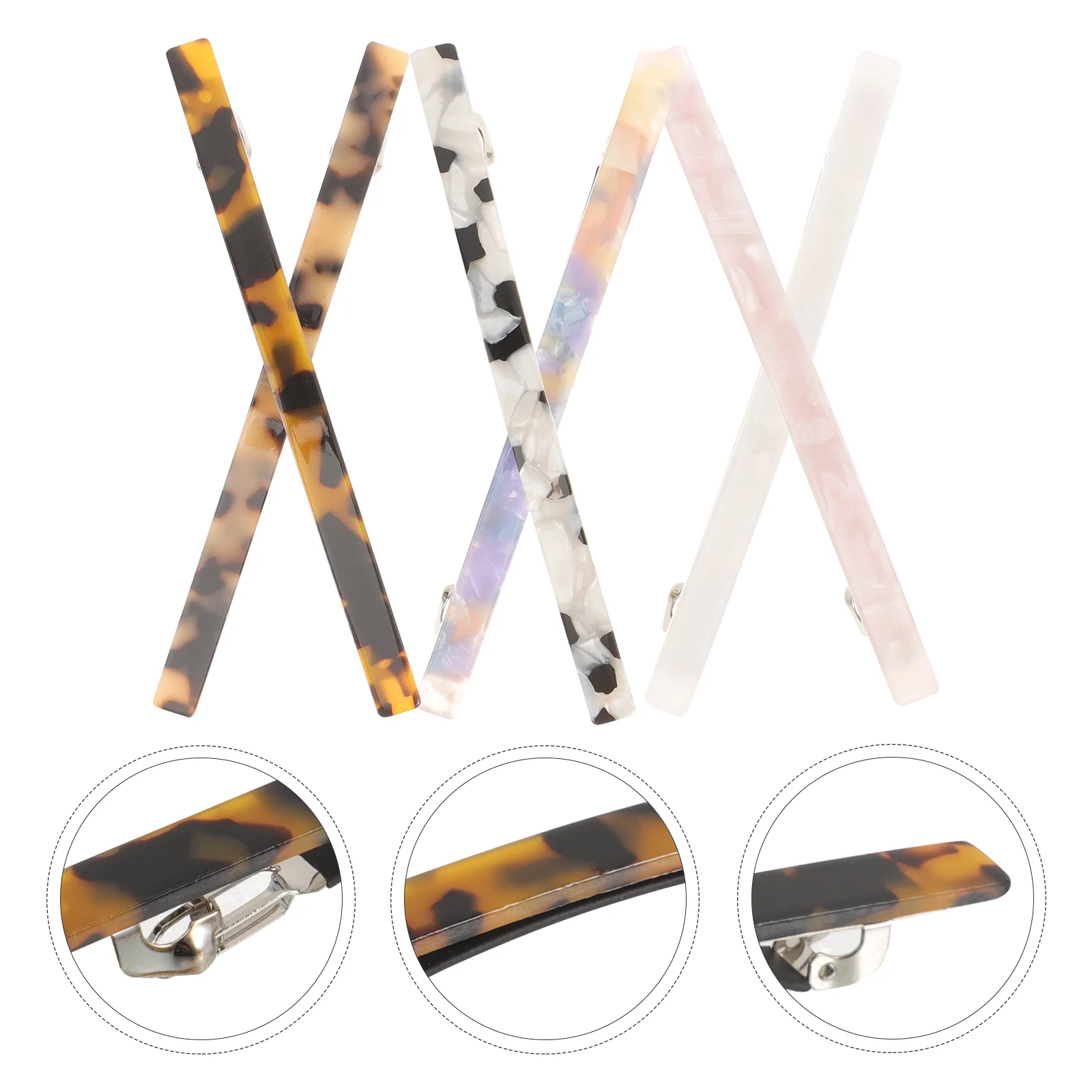 

6 Pcs Ponytail Tortoise Shell Hair Clip Marble Pattern Barrette Acrylic Pin Miss Barrettes Clips