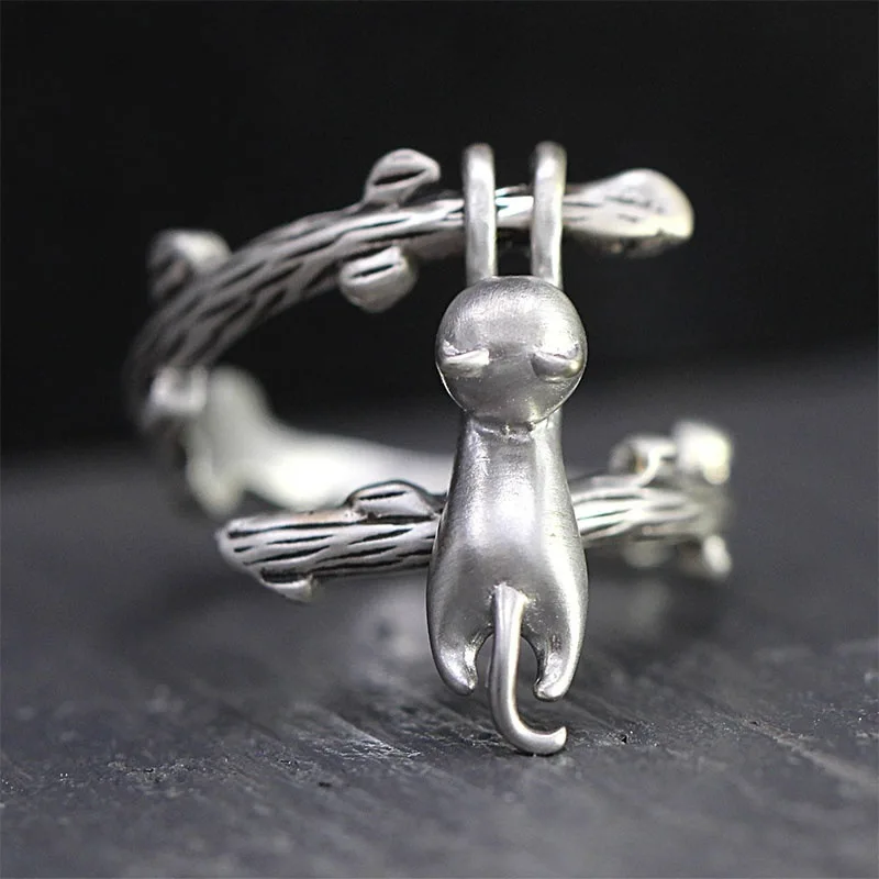 

Small Simple Style Kitten Ring Women's Lovely Index Finger Ring Jewelry Girl Friend Birthday Gift
