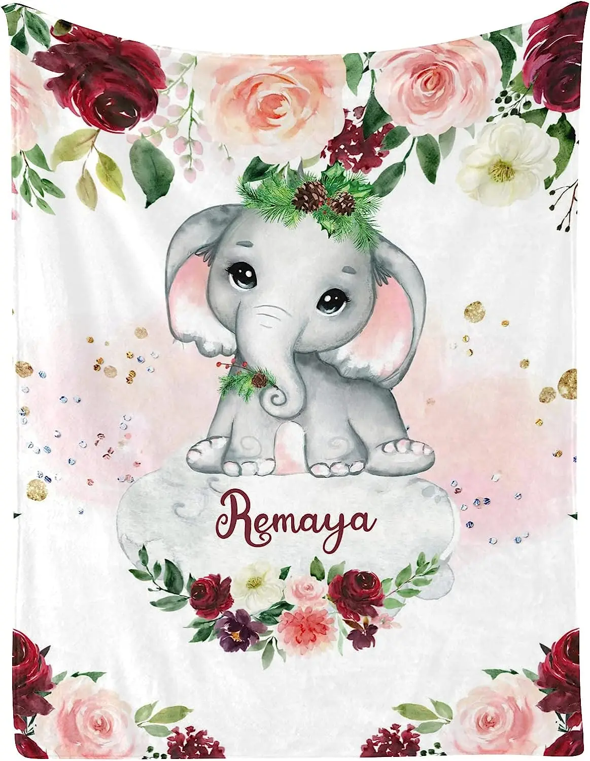Customized 30 X 40 Inch Throw With Name Text For Girl Boy Baby