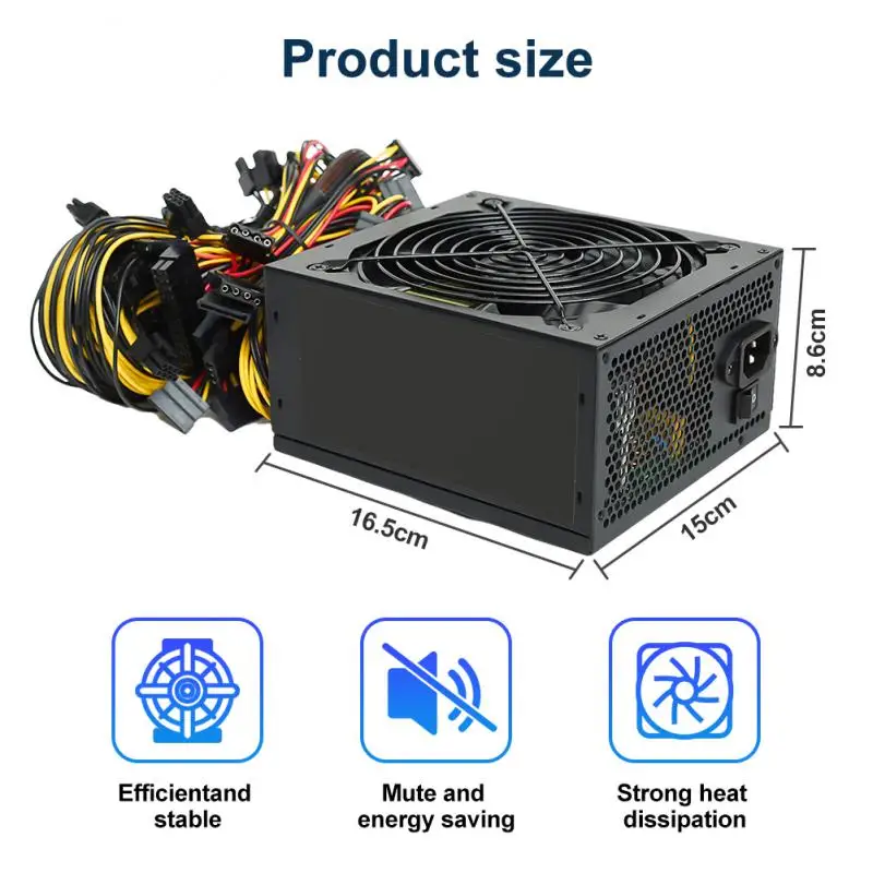 

2000W 2400W 2600W 95 plus Mining Power BTC Asic ATX Mining Power Supply ETH Bitcoin mining PSU PC Power Supply Mining Rig 8 GPU