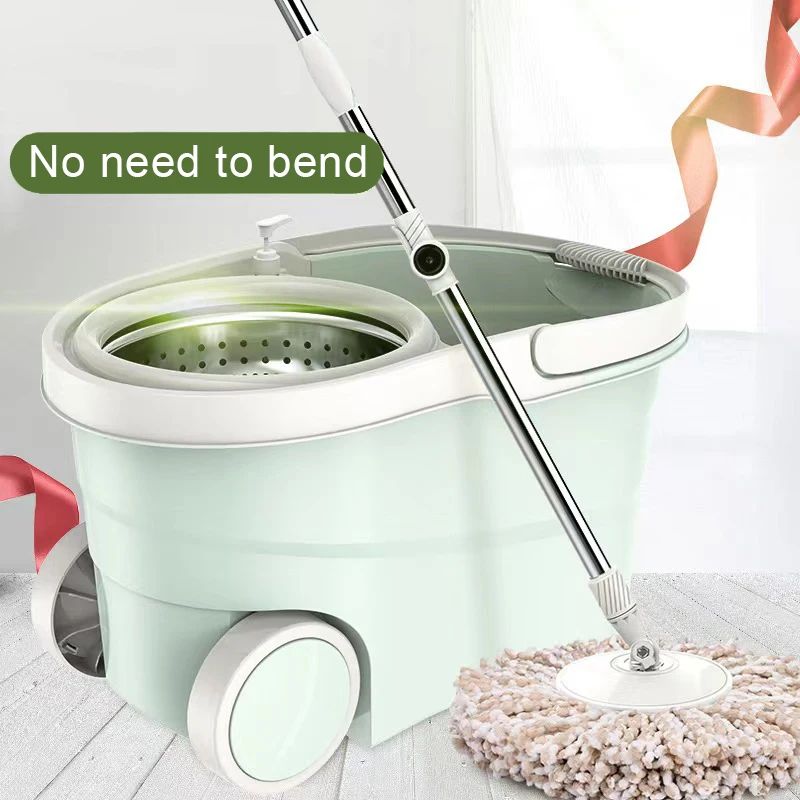 Smart Mop With Wheels Suspended Separation Bucket  Spin Noozle Mop Clean Broom Head Cleaning Floors Window House Car Clean Tools