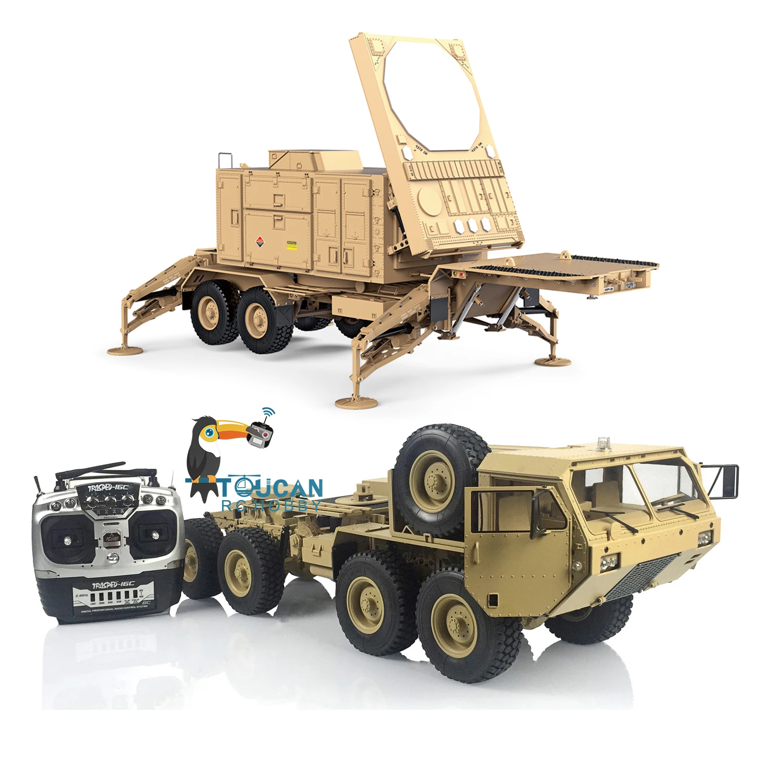 

HG 1/12 P802 радиолокационный автомобиль, американский военный грузовик P804, прицеп, радиоуправляемая модель автомобиля, набор светодиодных игру...