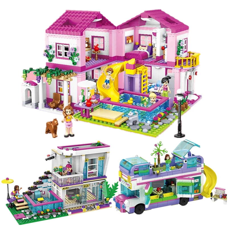 

Друзья, строительные блоки, игрушки, городской дом, летние праздники, вилла, замок, строительные блоки, фигурки, плавательный бассейн для дет...