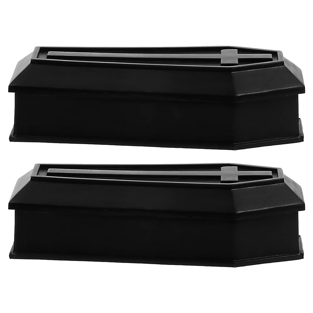 

2pcs Black Coffin Boxes Coffin Treat Candy Decors Creative Coffin Boxes for Party