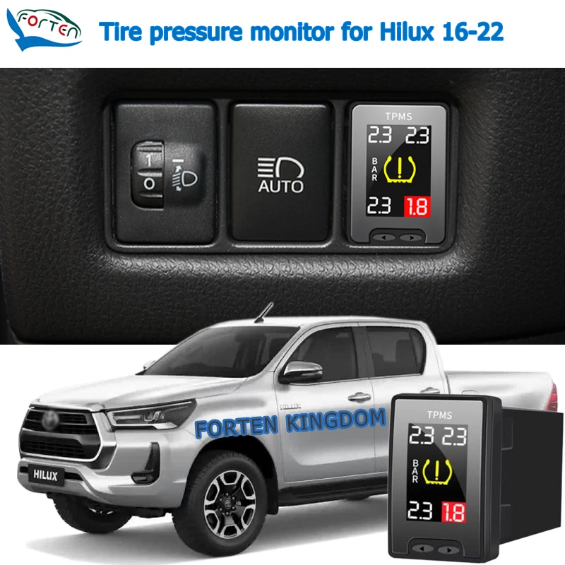 

TPMS Tire Digital LCD Display Auto Alarm Tyre Pressure Monitor System For Toyota Hilux 2016-2022