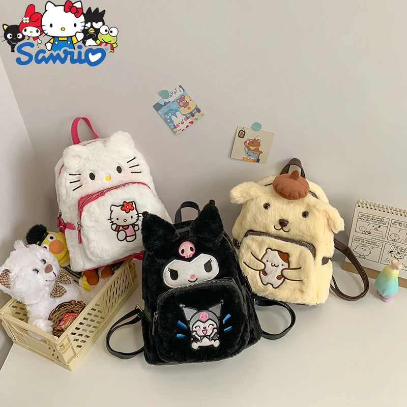 

Kawaii Sanrio плюшевая сумка Melody Kuromi Cinnamoroll сумка через плечо рюкзак плюшевая Мягкая Детская кукла подарок