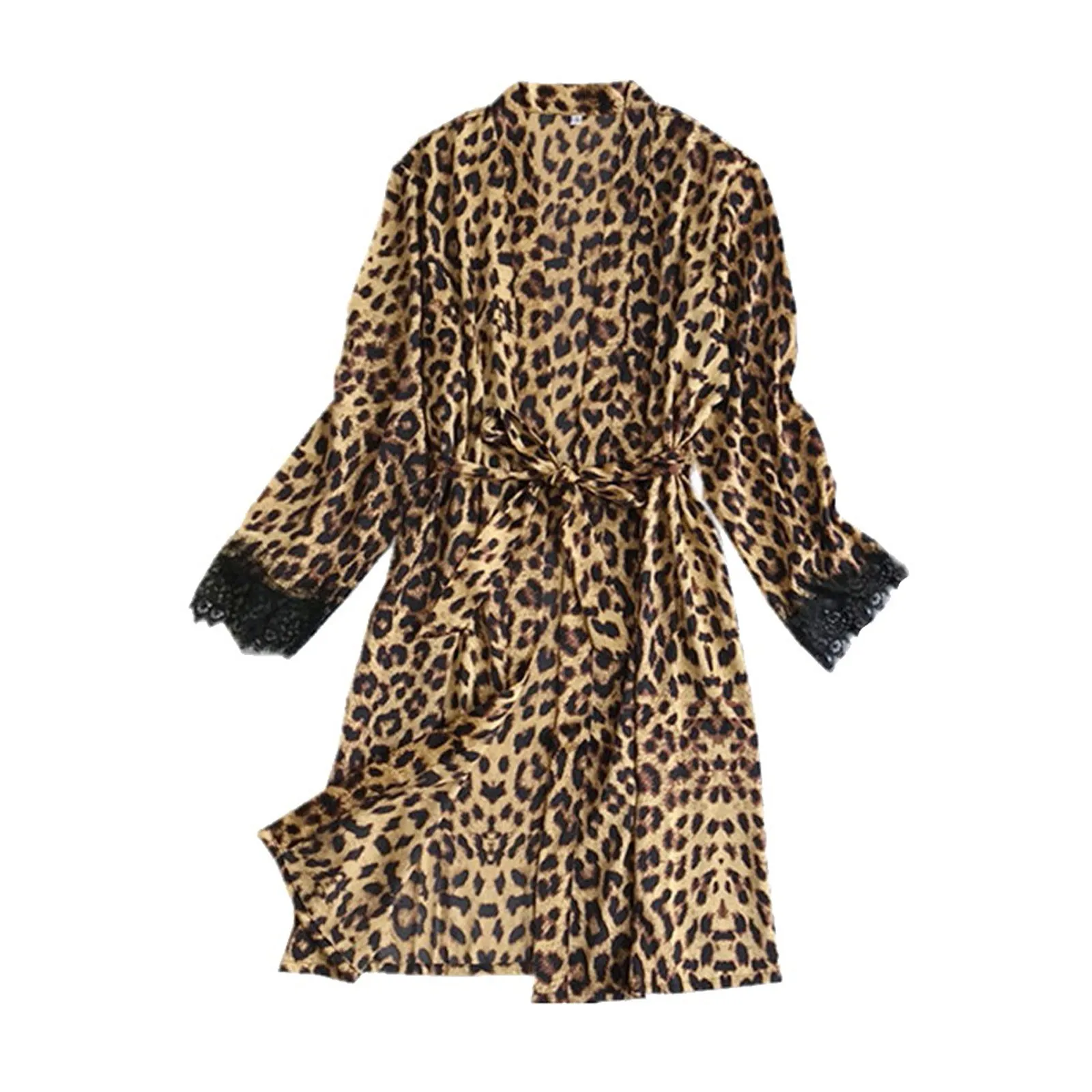 

Халат женский с леопардовым принтом, шелковая атласная ночная рубашка с принтом, Пижама, халат, 4XL