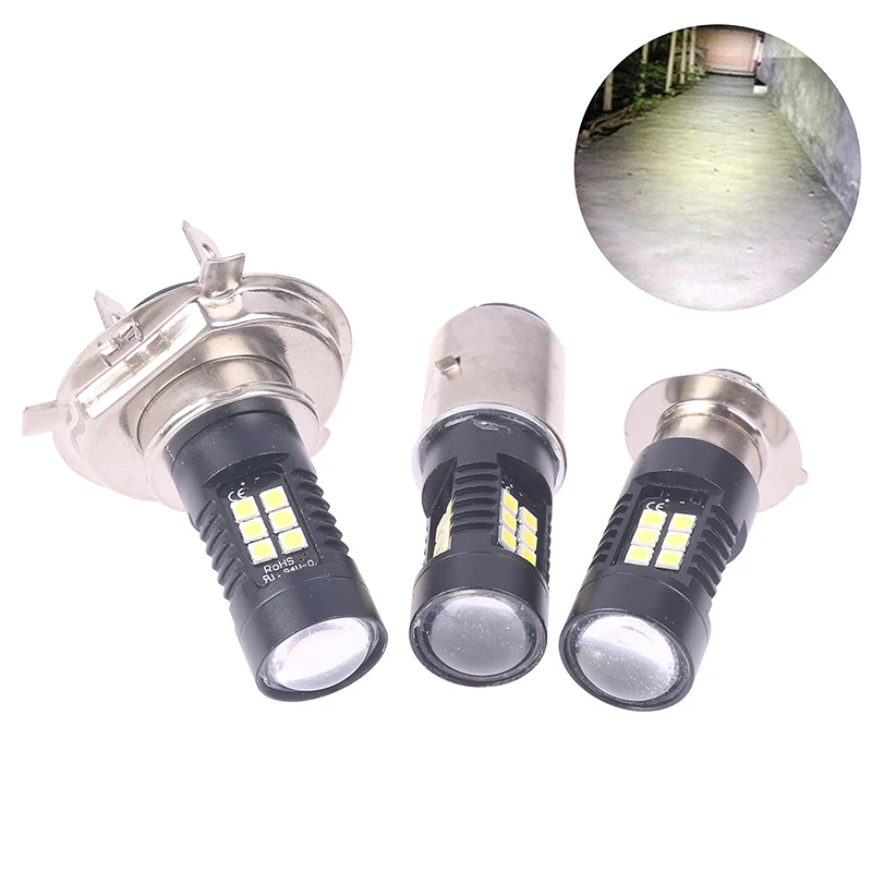 

White High Low Beam Lamp Bulbs LED Motorcycle Headlight 12V Fog Light H4 BA20D PX15D For Moto Tricycle