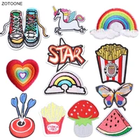 zotoone iron on patch heart rainbow fries letter patches for clothing sew on heat transfer diy embroidered application fabric g